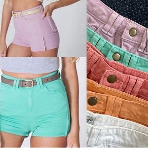 3 pairs American Apparel high waist twill shorts / hot pants pastel side zipper